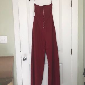 New Strapless jumpsuit wine colored